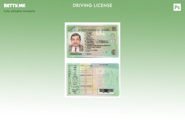 Шаблон за возачка дозвола од Танзанија во модерен стил